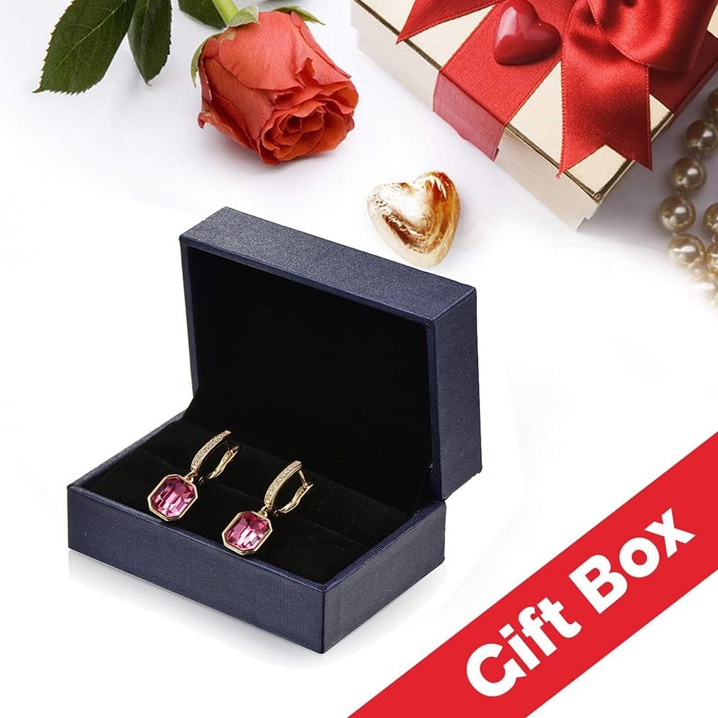 image:imageAustrian Crystal Octagon Leverback Drop Earrings for Women 14K Gold Plated Hypoallergenic JewelryAurora Borealis