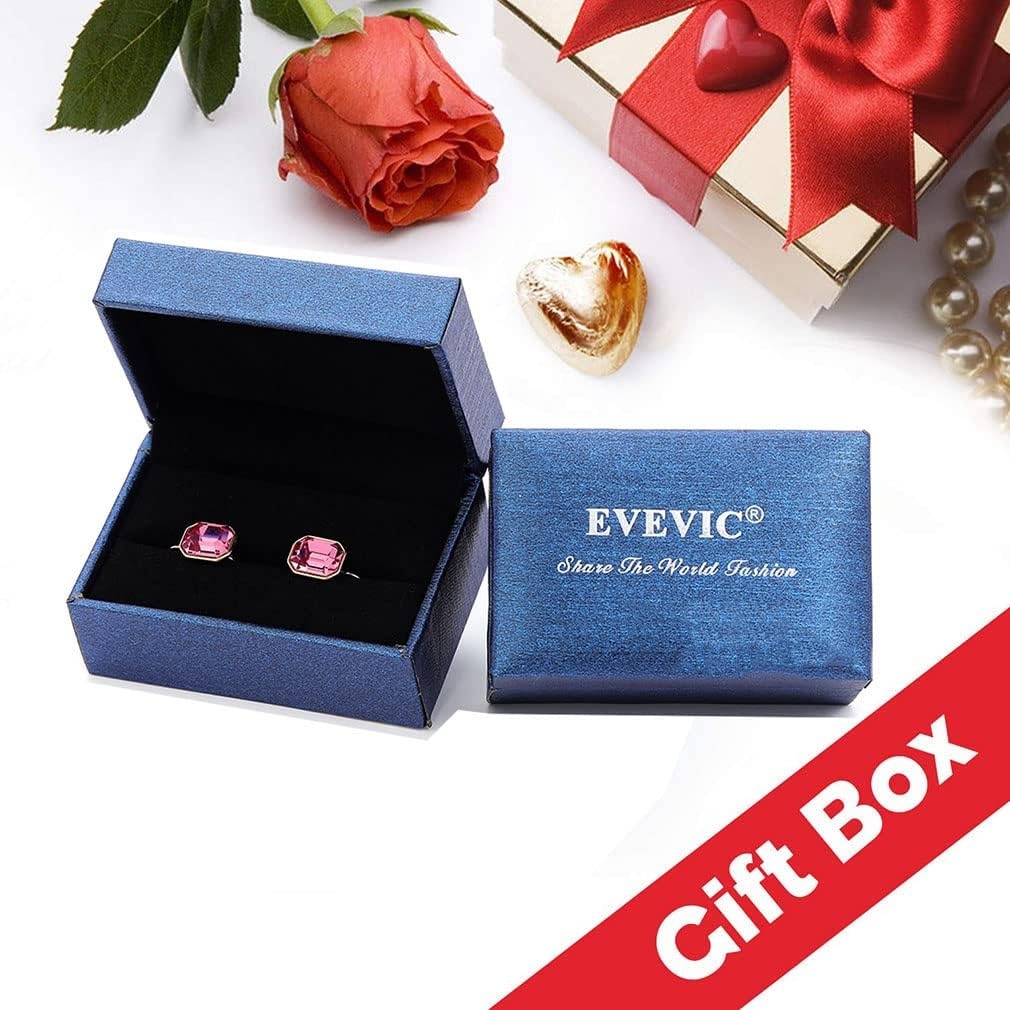 image:imageAustrian Crystal Octagon Leverback Drop Earrings for Women 14K Rose Gold Plated Hypoallergenic JewelryAurora Borealis