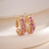 image:imageAustrian Crystal 14K Gold Plated Huggie Hoop Earrings for Women  14K gold plated brassround Austrian crystalgift boxPink