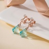image:imageAustrian Crystal Baroque Drop Clip On Dangle Earrings for Women Non Pierced 14K Rose Gold Plated Hypoallergenic JewelryAquamarine