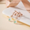 image:imageAustrian Crystal Baroque Drop Clip On Dangle Earrings for Women Non Pierced 14K Rose Gold Plated Hypoallergenic JewelryAurora Borealis