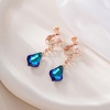 image:imageAustrian Crystal Baroque Drop Clip On Dangle Earrings for Women Non Pierced 14K Rose Gold Plated Hypoallergenic JewelryBermuda Blue