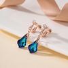 image:imageAustrian Crystal Baroque Drop Clip On Dangle Earrings for Women Non Pierced 14K Rose Gold Plated Hypoallergenic JewelryBermuda Blue