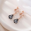 image:imageAustrian Crystal Baroque Drop Clip On Dangle Earrings for Women Non Pierced 14K Rose Gold Plated Hypoallergenic JewelryBlack