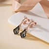 image:imageAustrian Crystal Baroque Drop Clip On Dangle Earrings for Women Non Pierced 14K Rose Gold Plated Hypoallergenic JewelryBlack
