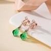 image:imageAustrian Crystal Baroque Drop Clip On Dangle Earrings for Women Non Pierced 14K Rose Gold Plated Hypoallergenic JewelryEmerald Green
