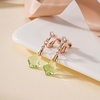 image:imageAustrian Crystal Baroque Drop Clip On Dangle Earrings for Women Non Pierced 14K Rose Gold Plated Hypoallergenic JewelryFern Green