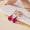 image:imageAustrian Crystal Baroque Drop Clip On Dangle Earrings for Women Non Pierced 14K Rose Gold Plated Hypoallergenic JewelryFuchsia