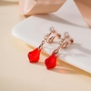 image:imageAustrian Crystal Baroque Drop Clip On Dangle Earrings for Women Non Pierced 14K Rose Gold Plated Hypoallergenic JewelryRed