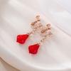 image:imageAustrian Crystal Baroque Drop Clip On Dangle Earrings for Women Non Pierced 14K Rose Gold Plated Hypoallergenic JewelryRed