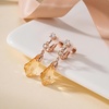 image:imageAustrian Crystal Baroque Drop Clip On Dangle Earrings for Women Non Pierced 14K Rose Gold Plated Hypoallergenic JewelryTopaz