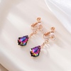 image:imageAustrian Crystal Baroque Drop Clip On Dangle Earrings for Women Non Pierced 14K Rose Gold Plated Hypoallergenic JewelryVitrail Medium