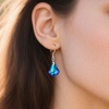 image:imageAustrian Crystal Baroque Drop Dangle Earrings for Women 925 Sterling Silver Hook Hypoallergenic JewelryBermuda Blue