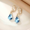 image:imageAustrian Crystal Baroque Drop Leverback Earrings for Women Fashion 14K Gold Plated Hypoallergenic JewelryAquamarine
