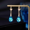 image:imageAustrian Crystal Baroque Drop Leverback Earrings for Women Fashion 14K Gold Plated Hypoallergenic JewelryBermuda Blue