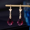 image:imageAustrian Crystal Baroque Drop Leverback Earrings for Women Fashion 14K Gold Plated Hypoallergenic JewelryFuchsia