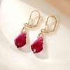 image:imageAustrian Crystal Baroque Drop Leverback Earrings for Women Fashion 14K Gold Plated Hypoallergenic JewelryFuchsia