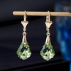 image:imageAustrian Crystal Baroque Drop Leverback Earrings for Women Fashion 14K Gold Plated Hypoallergenic JewelryGreen