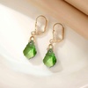 image:imageAustrian Crystal Baroque Drop Leverback Earrings for Women Fashion 14K Gold Plated Hypoallergenic JewelryGreen