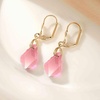 image:imageAustrian Crystal Baroque Drop Leverback Earrings for Women Fashion 14K Gold Plated Hypoallergenic JewelryPink
