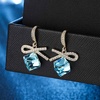 image:imageAustrian Crystal Bow Knot Dangle Drop Earrings for Women  cube austrian crystalCute bowknot ribbon14K gold plated brassgift boxsparkle CZAquamarine