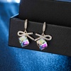 image:imageAustrian Crystal Bow Knot Dangle Drop Earrings for Women  cube austrian crystalCute bowknot ribbon14K gold plated brassgift boxsparkle CZAurora Borealis