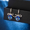 image:imageAustrian Crystal Bow Knot Dangle Drop Earrings for Women  cube austrian crystalCute bowknot ribbon14K gold plated brassgift boxsparkle CZBermuda Blue