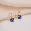 image:imageAustrian Crystal Bow Knot Dangle Drop Earrings for Women  cube austrian crystalCute bowknot ribbon14K gold plated brassgift boxsparkle CZBermuda Blue