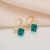 image:imageAustrian Crystal Bow Knot Dangle Drop Earrings for Women  cube austrian crystalCute bowknot ribbon14K gold plated brassgift boxsparkle CZEmerald