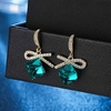 image:imageAustrian Crystal Bow Knot Dangle Drop Earrings for Women  cube austrian crystalCute bowknot ribbon14K gold plated brassgift boxsparkle CZEmerald