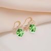 image:imageAustrian Crystal Bow Knot Dangle Drop Earrings for Women  cube austrian crystalCute bowknot ribbon14K gold plated brassgift boxsparkle CZGreen