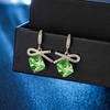 image:imageAustrian Crystal Bow Knot Dangle Drop Earrings for Women  cube austrian crystalCute bowknot ribbon14K gold plated brassgift boxsparkle CZGreen