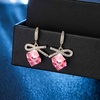 image:imageAustrian Crystal Bow Knot Dangle Drop Earrings for Women  cube austrian crystalCute bowknot ribbon14K gold plated brassgift boxsparkle CZPink
