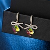 image:imageAustrian Crystal Bow Knot Dangle Drop Earrings for Women  cube austrian crystalCute bowknot ribbon14K gold plated brassgift boxsparkle CZRainbow