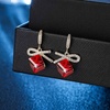 image:imageAustrian Crystal Bow Knot Dangle Drop Earrings for Women  cube austrian crystalCute bowknot ribbon14K gold plated brassgift boxsparkle CZRed