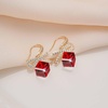 image:imageAustrian Crystal Bow Knot Dangle Drop Earrings for Women  cube austrian crystalCute bowknot ribbon14K gold plated brassgift boxsparkle CZRed