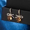 image:imageAustrian Crystal Bow Knot Dangle Drop Earrings for Women  cube austrian crystalCute bowknot ribbon14K gold plated brassgift boxsparkle CZTopaz