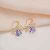 image:imageAustrian Crystal Bow Knot Dangle Drop Earrings for Women  cube austrian crystalCute bowknot ribbon14K gold plated brassgift boxsparkle CZVitrail Light