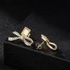 image:imageAustrian Crystal Bow Studs Drop Earrings for Women  14K gold plated brassCute ribbon bowrectangle crystalButterfly Claspgift boxAurora BorealisGold Tone