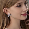 image:imageAustrian Crystal Bow Studs Drop Earrings for Women  14K gold plated brassCute ribbon bowrectangle crystalButterfly Claspgift boxAurora BorealisWhite Gold Tone