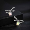 image:imageAustrian Crystal Bow Studs Drop Earrings for Women  14K gold plated brassCute ribbon bowrectangle crystalButterfly Claspgift boxAurora BorealisWhite Gold Tone