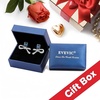 image:imageAustrian Crystal Bow Studs Drop Earrings for Women  14K gold plated brassCute ribbon bowrectangle crystalButterfly Claspgift boxDark BlueWhite Gold Tone