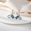 image:imageAustrian Crystal Bow Studs Drop Earrings for Women  14K gold plated brassCute ribbon bowrectangle crystalButterfly Claspgift boxDark BlueWhite Gold Tone