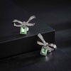 image:imageAustrian Crystal Bow Studs Drop Earrings for Women  14K gold plated brassCute ribbon bowrectangle crystalButterfly Claspgift boxFern GreenWhite Gold Tone