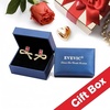 image:imageAustrian Crystal Bow Studs Drop Earrings for Women  14K gold plated brassCute ribbon bowrectangle crystalButterfly Claspgift boxRose PinkGold Tone