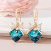 image:imageAustrian Crystal Bowknot Heart Drop Dangle Earrings for Women Fashion 14K Gold Plated Hypoallergenic JewelryBermuda Blue