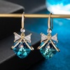 image:imageAustrian Crystal Bowknot Heart Drop Dangle Earrings for Women Fashion 14K Gold Plated Hypoallergenic JewelryBermuda Blue