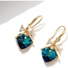 image:imageAustrian Crystal Bowknot Heart Drop Dangle Earrings for Women Fashion 14K Gold Plated Hypoallergenic JewelryBermuda Blue