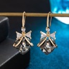 image:imageAustrian Crystal Bowknot Heart Drop Dangle Earrings for Women Fashion 14K Gold Plated Hypoallergenic JewelryBlack