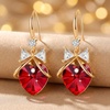 image:imageAustrian Crystal Bowknot Heart Drop Dangle Earrings for Women Fashion 14K Gold Plated Hypoallergenic JewelryRed